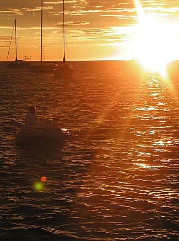 Dinghy ride home at sunset. Boqueron Puerto Rico
